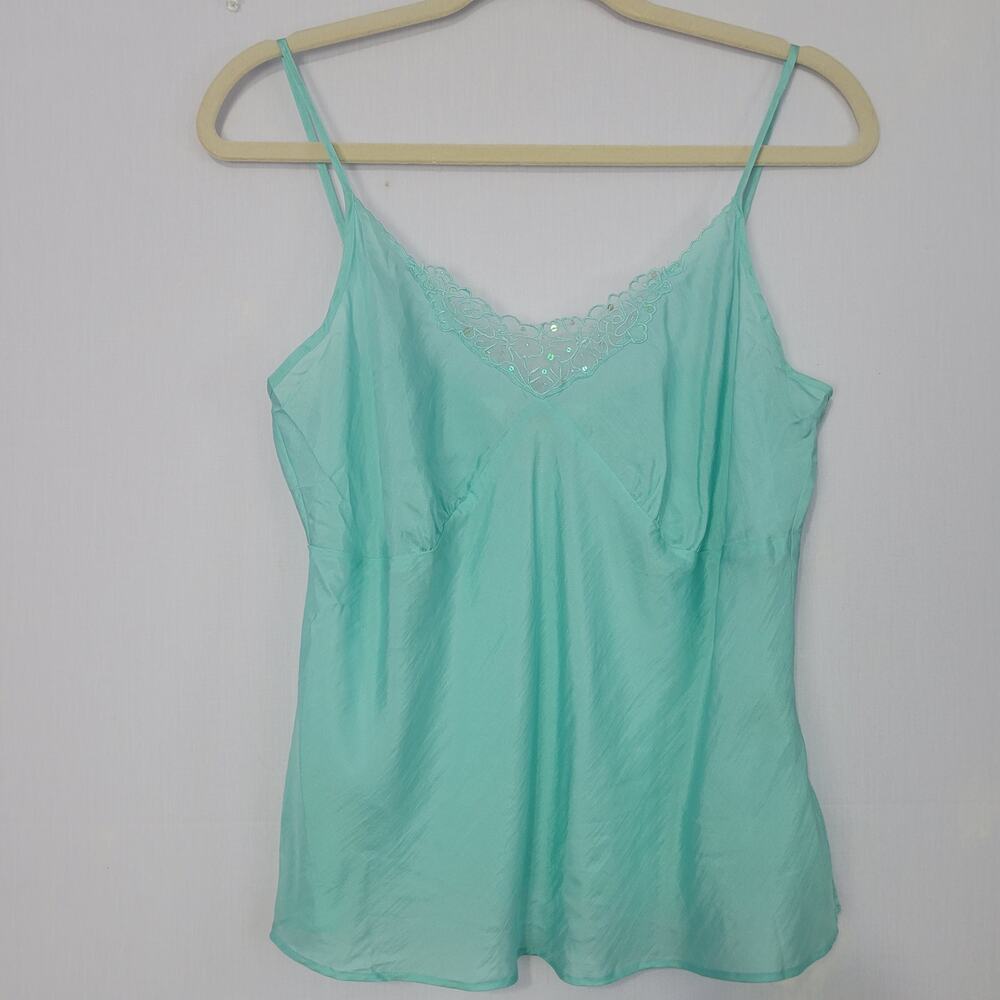 Allison Taylor Silk Camisole top size M Aquamarine Blue Fairy Mermaidcore Y2K
